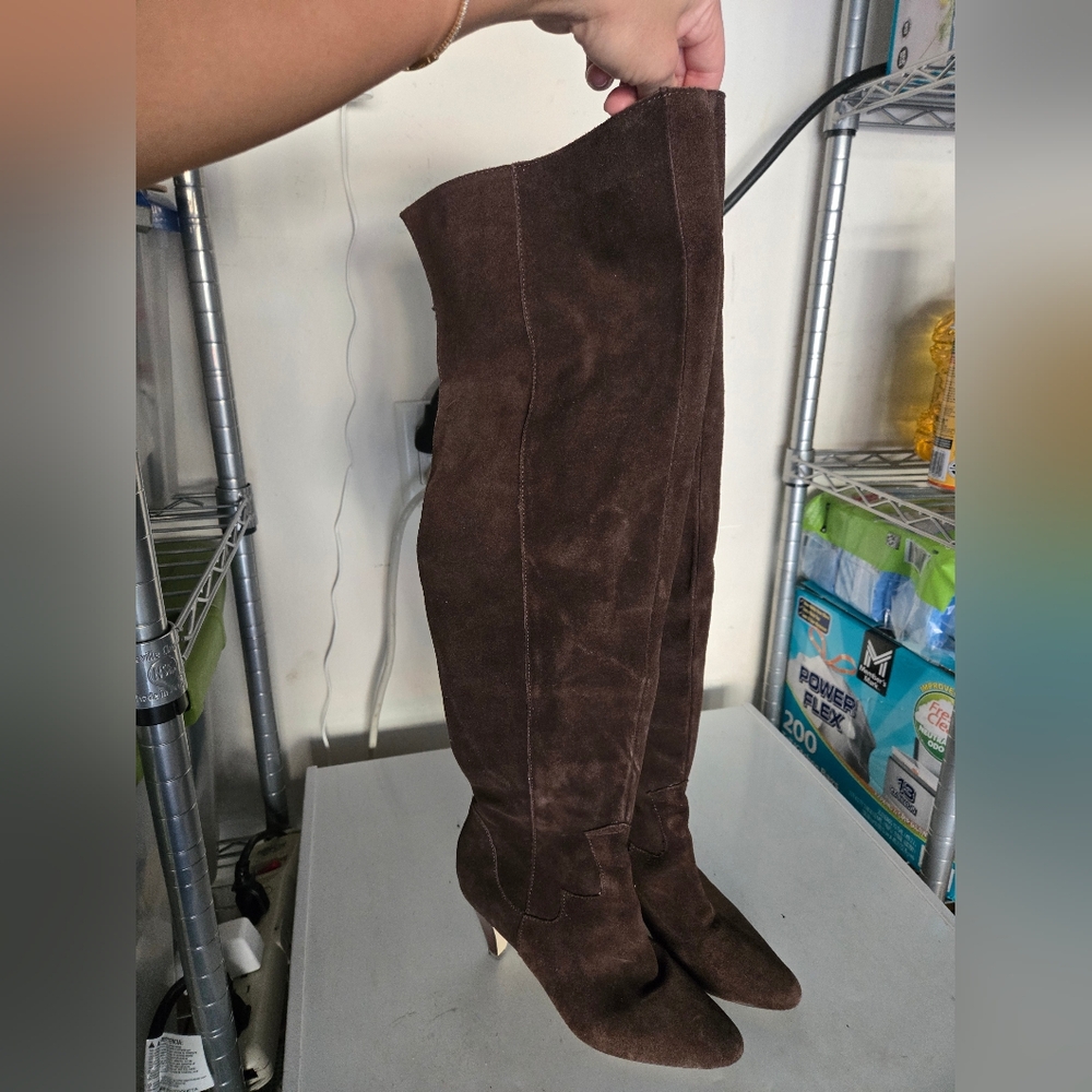 Brown suede OTK boots